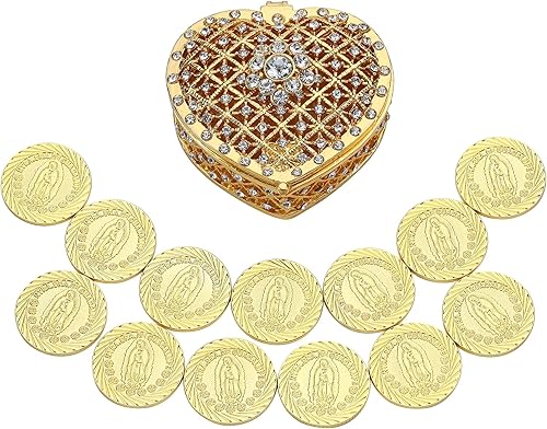 TINGKU Monedas de Boda 13 Monedas de Oro Virgen de Guadalupe Arras Para Boda Católica Decoracion de Boda Arras de Boda Cristiana Decoraciones para