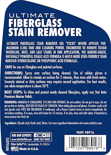 Miniatura 2 de STAR BRITE Removedor de manchas de fibra de vidrio definitivo, solución de grado marino fácil de usar para eliminar manchas duras de óxido, hojas y