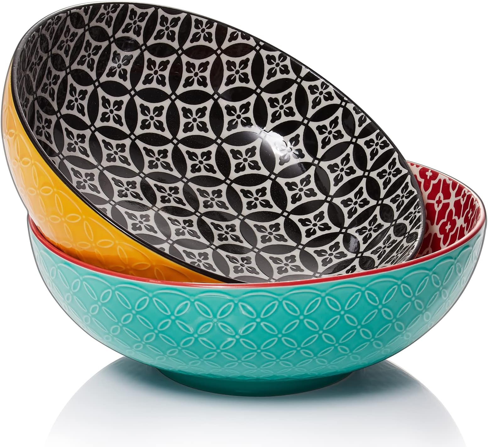 DOWAN Serving Bowls, 9.6 Inch 70 Oz Fruit Bowls Salad Bowls, Large Pasta Bowl Set of 2, Serving Dishes for Entertaining, Vibrant Color Large Bowls for Party, Ideal Housewarming Gift, Halloween Decor