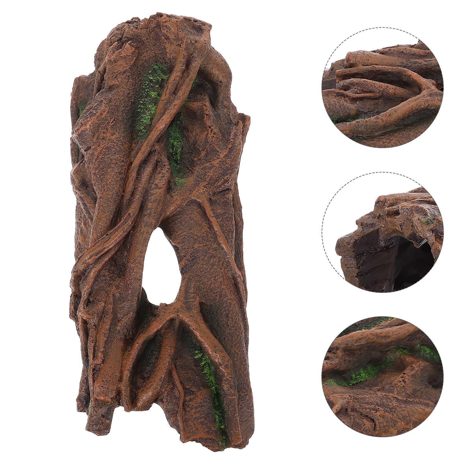 Escondite de Raíz de Árbol Simulado para Reptiles con Diseño Hueco para Acuario y Terrario Decorativo y Refugio Natural