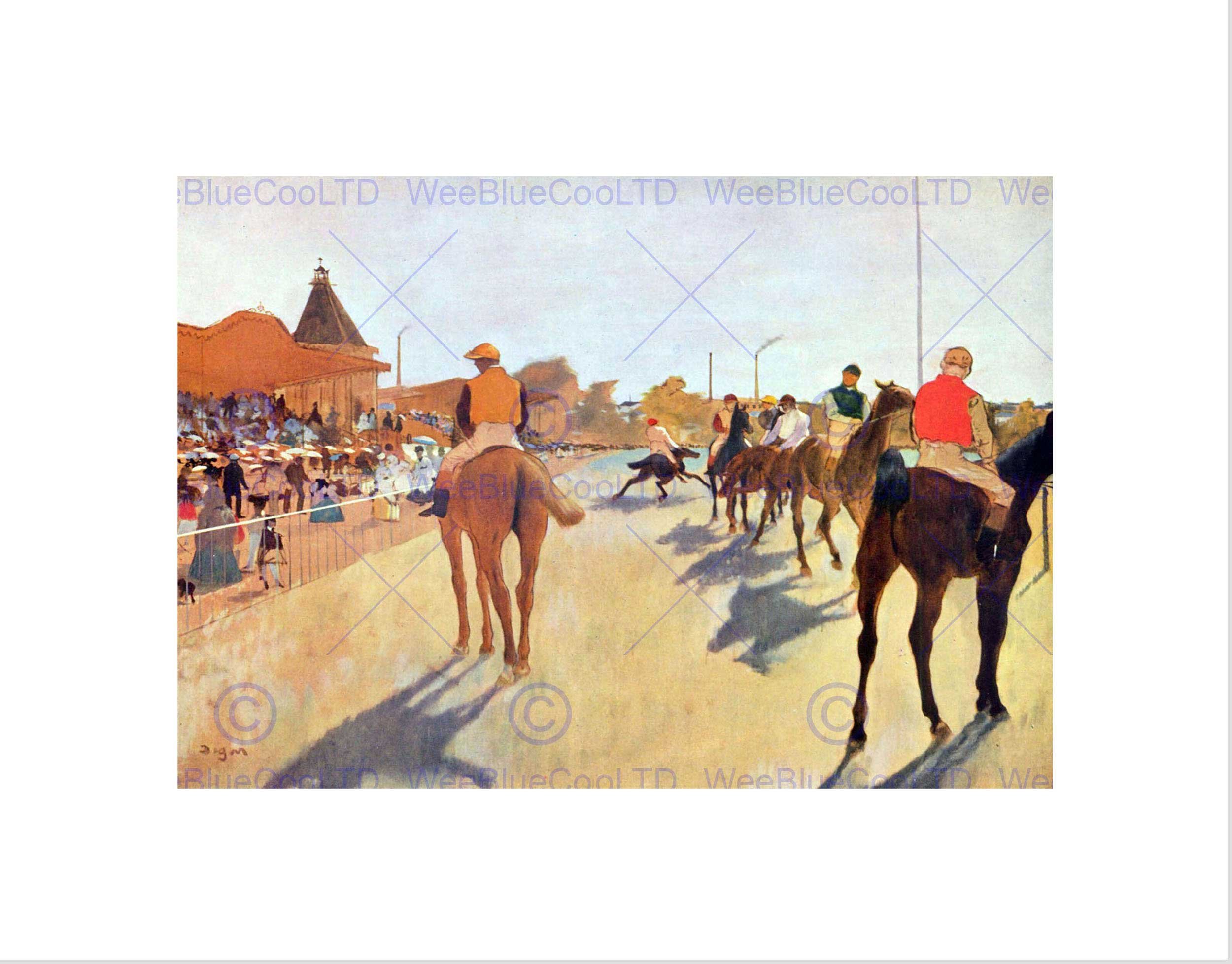 Wee Blue Coo Edgar Degas Jockeys In Front Of Grandstand Old Master Wall Art Print