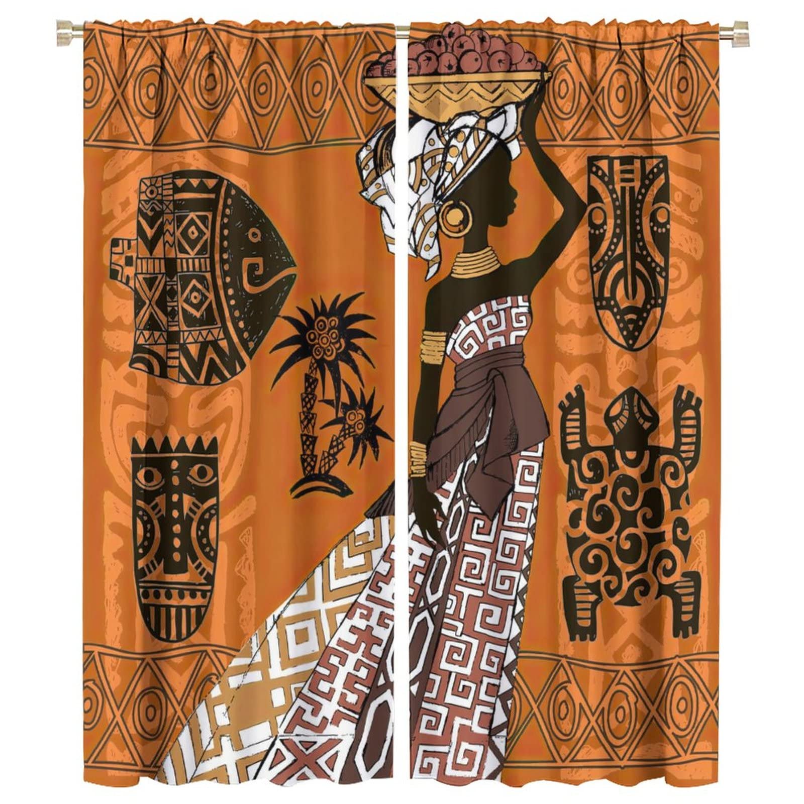 JESTRONRY Beautiful African Women Blackout Curtains,Retro Tribal Ethnic Bohemian Style Window Door Curtains for Living Room Bedroom Kitchen Home Decor W42xL54in
