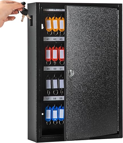 UMEKEN Caja para llaves de montaje en pared, 100 posiciones, caja de metal con etiquetas para llaves, organizador de llaves, caja de almacenamiento