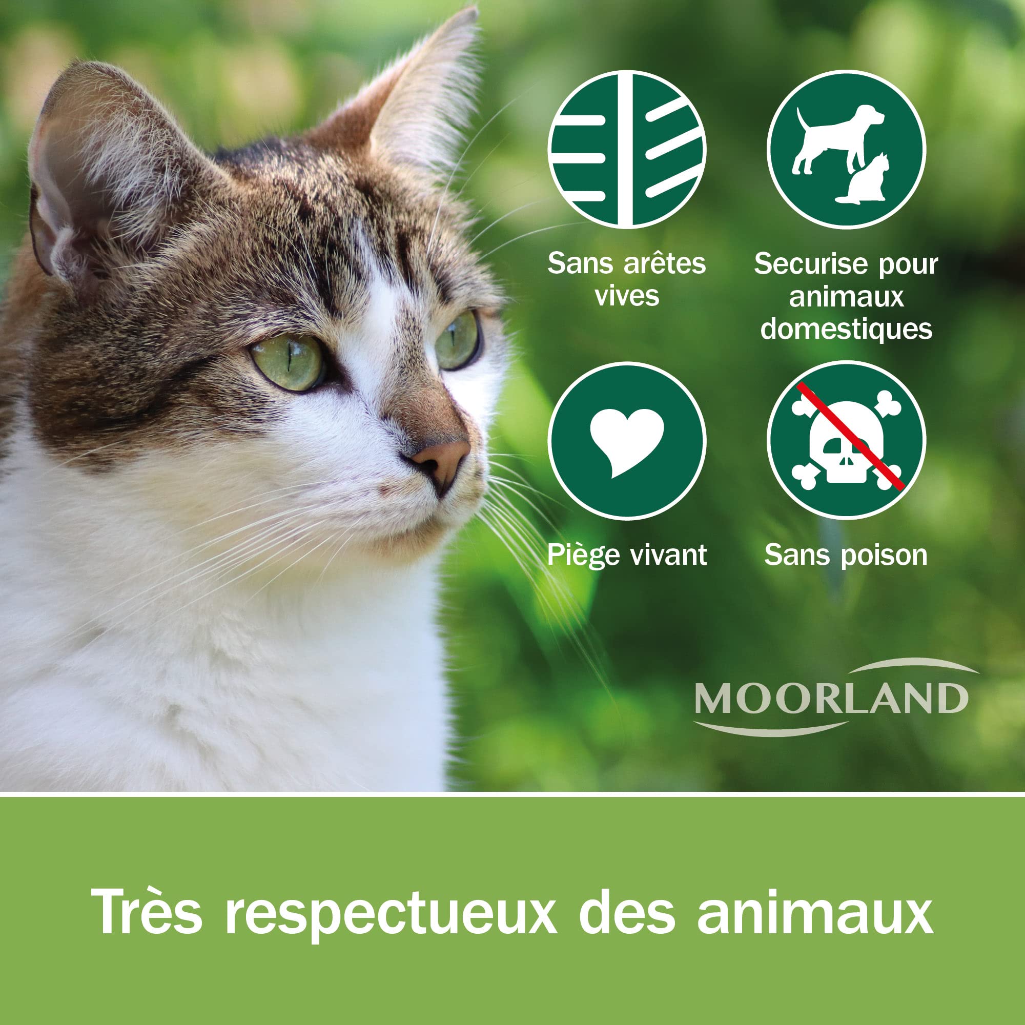 Moorland Piège Cage Trappe Chat Vivant réutilisable 90x30x30cm – Piège à Animaux Fouine Renards Martre Lapin