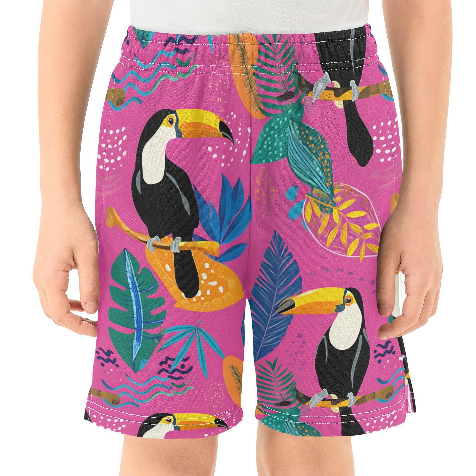 Beautiful Toucan Bird Boys Shorts Casual Athletic Short Summer Track Shorts 14-15 Y Multicolor