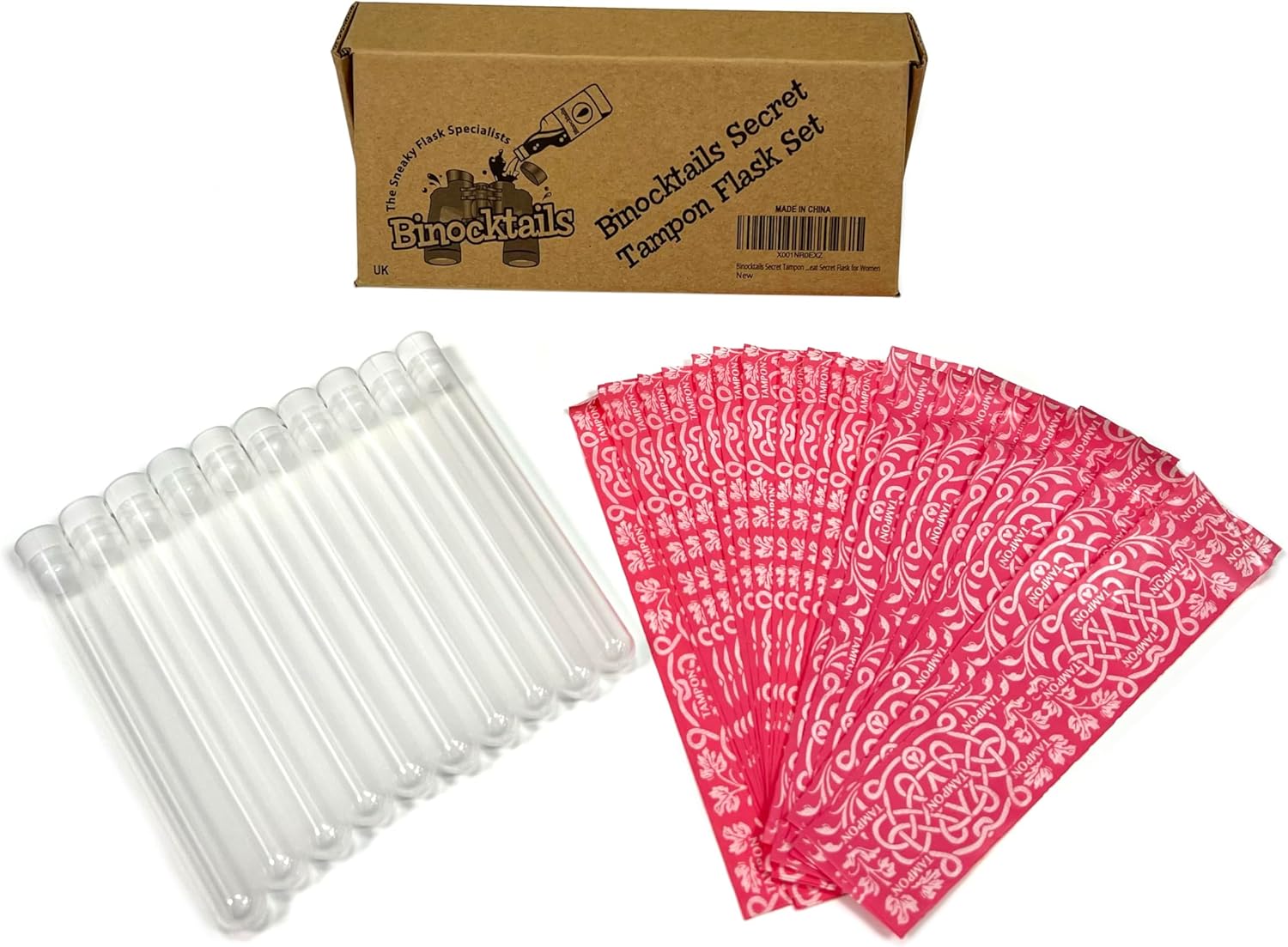 Binocktails Secret Tampon Flask Set, Includes 10 Pcs 1 Oz