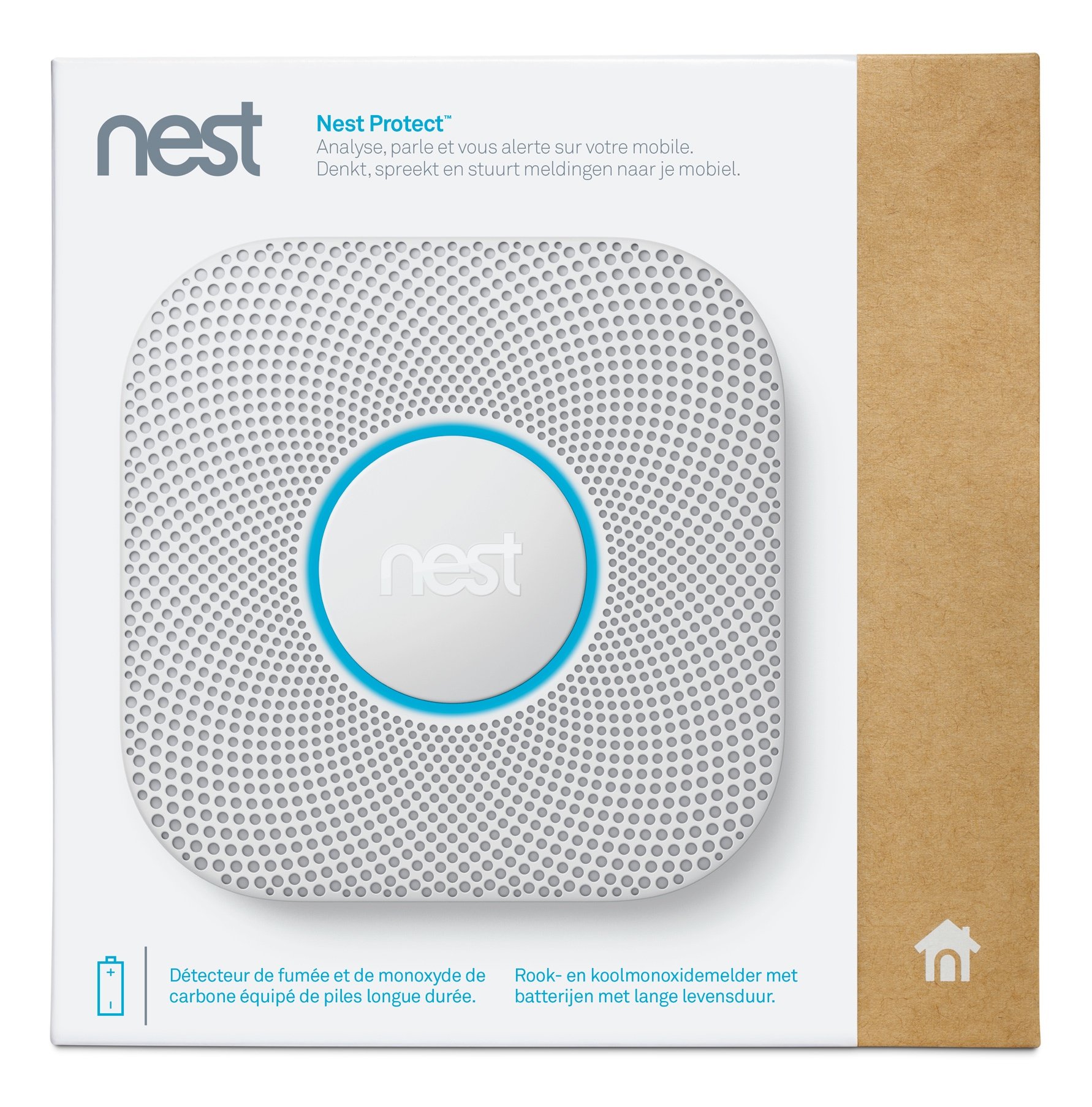 Google Nest Protect 2ème Génération: Détecteur de Fumée et Monoxyde de Carbone, (à Piles), Blanc
