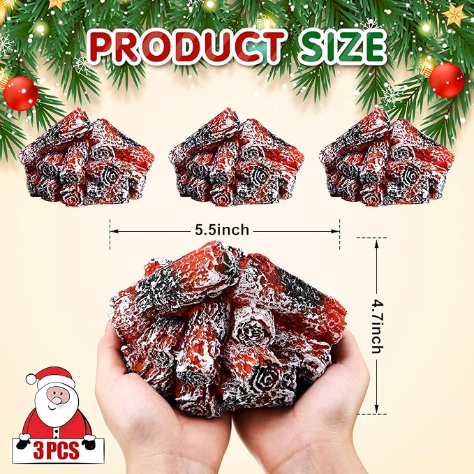 Glooglitter 3 Piezas Luces de Chimenea Sin Llama 3D miniatura 3