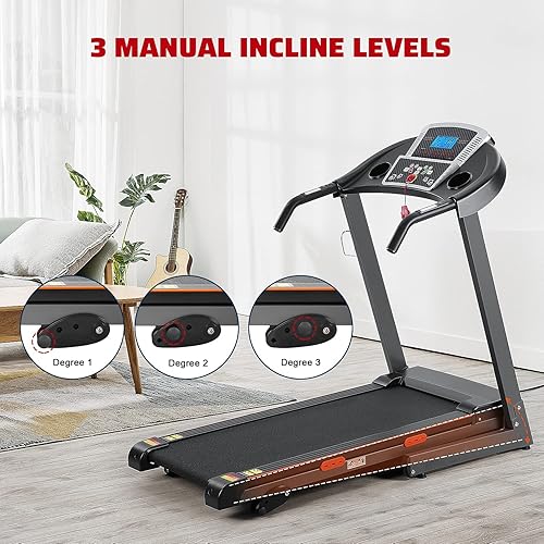 Miniatura 3 de Cinta de correr plegable para el hogar, máquina de correr eléctrica con inclinación manual de 3 niveles, 15 programas de entrenamiento