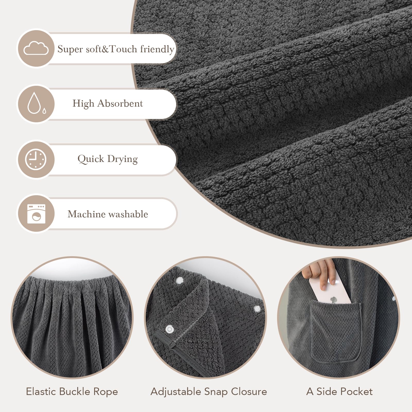SINLAND Women's Microfiber Bath Wrap Body Towel