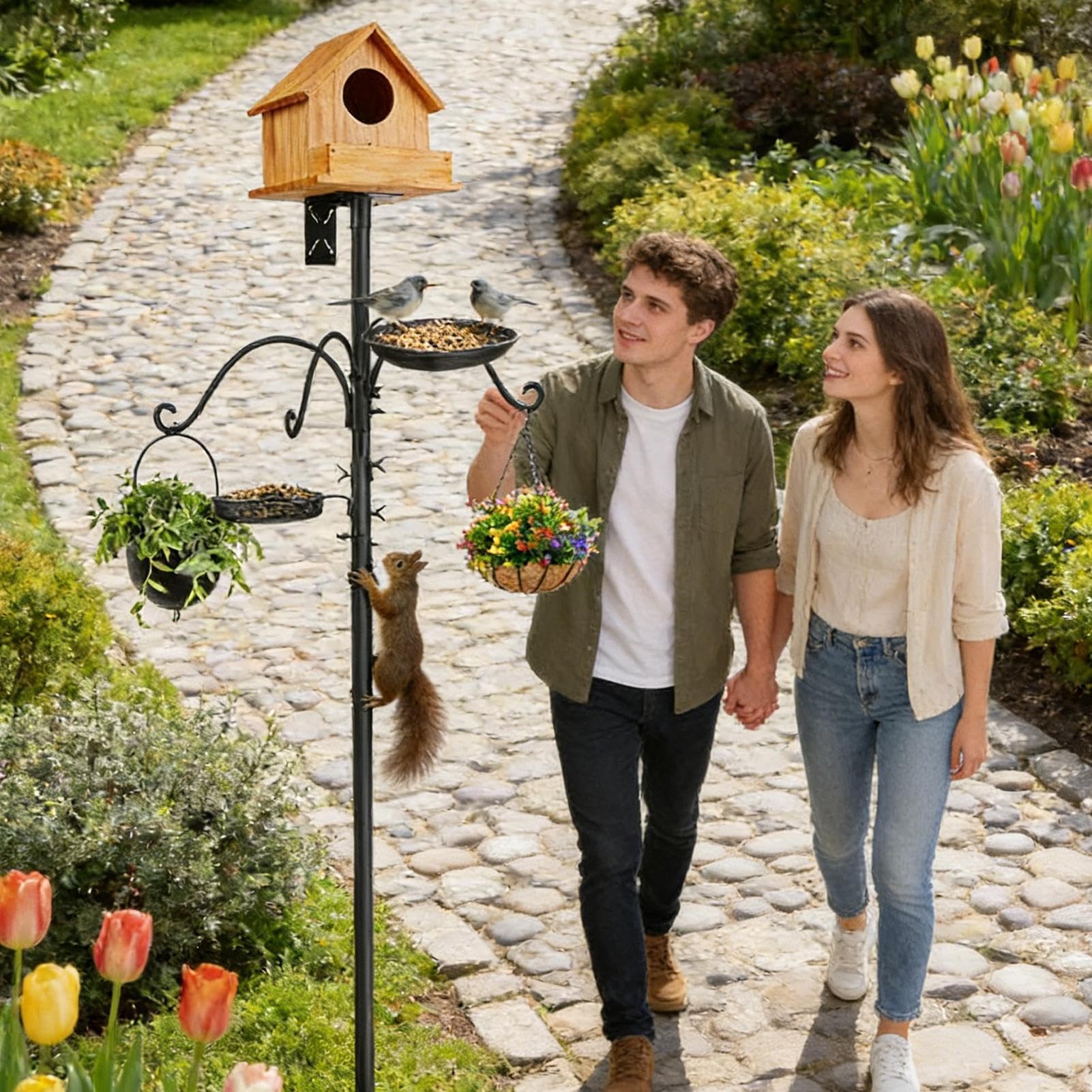 Per Mangiatoia Per Uccelli Supporto Estensibile Resistente | Mangiatoia Per Uccelli Da Esterno 234 Cm Con Baffle Anti Scoiattolo Per Attirare Animali Selvatici, Giardino, Cortile e