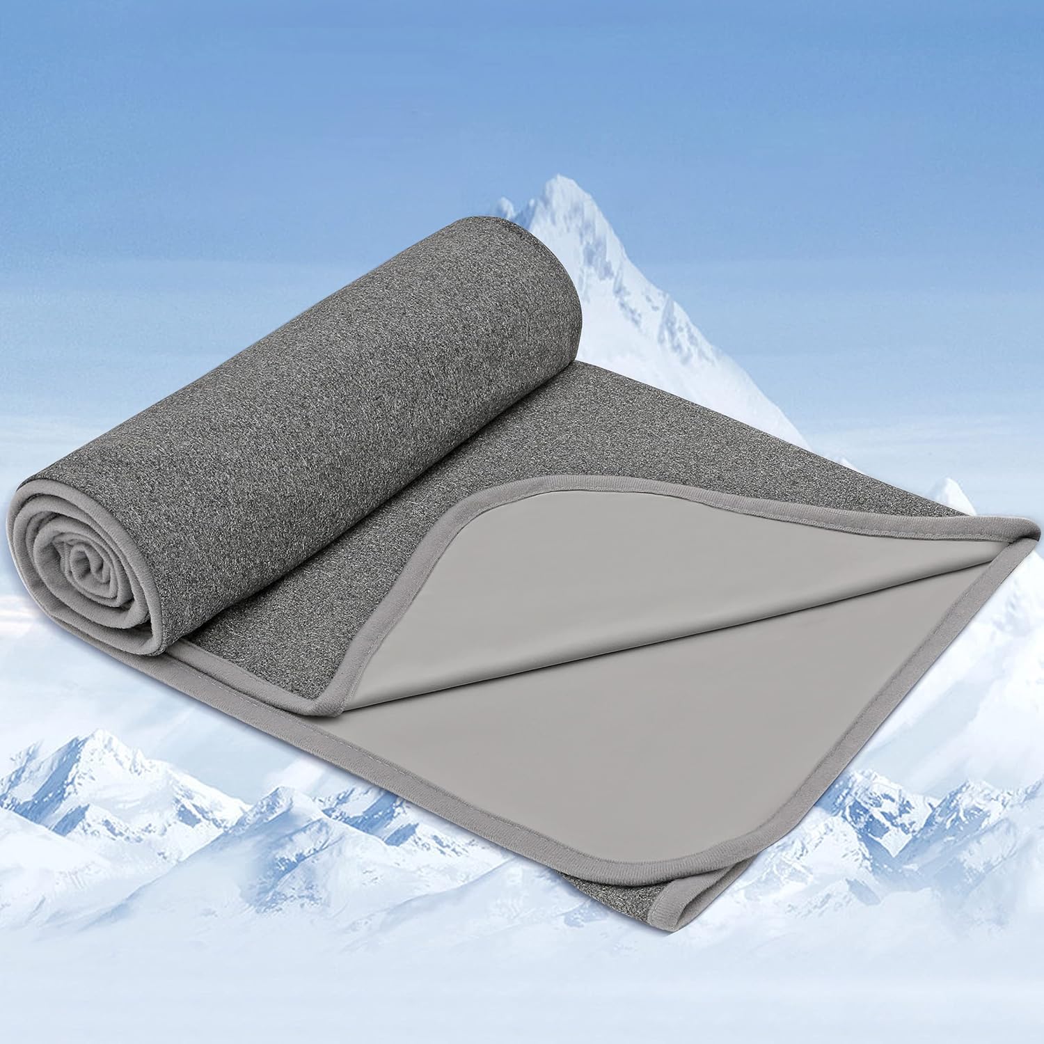 BORPRES Cooling Blanket,Japanese Chill-Plus Tech,Q-MAX>0.43 Cooling Fiber, Absorbs Heat Keep Cool,Double Sided Design,Idea for Hot Sleeper Night Sweats All Seasons,Small（51“×63”）,Hemp Ash