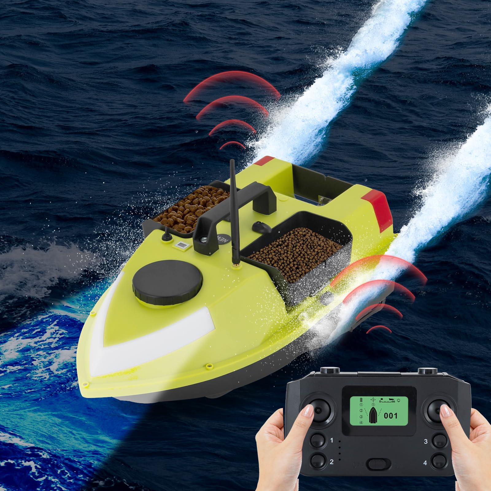 Barca da pesca GPS con luci di navigazione a LED da 600 m, telecomando da 2 kg, per uomini