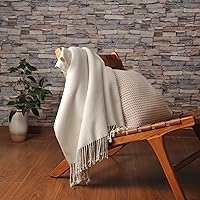Vista 3 de CUDDLE DREAMS Manta Decorativa de Seda con Flecos Anudados a Mano, Natural, Suave y Transpirable (Marfil)
