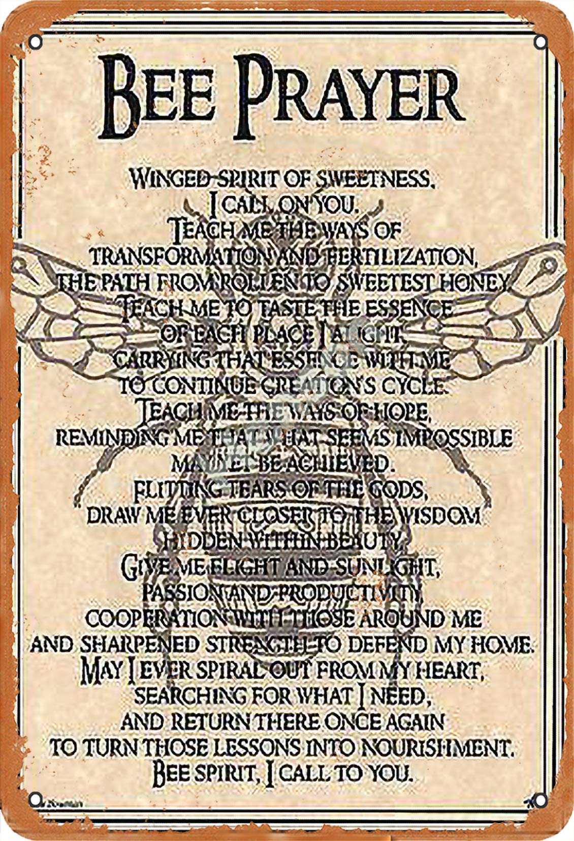 Henson Bee Prayer vintage Tin Sign Logo 12 * 8 inches Advertising Eye-Catching Wall Decoration