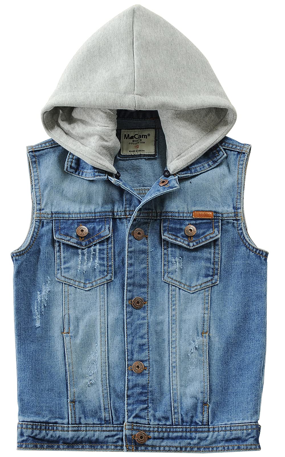 AUBIG Jungen Jeansjacke Kinder Jeansweste Ärmellos Mit Kapuze Ärmelloser Mantel Blue Jeans Mädchen Frühling Herbst 1-13 Jahre