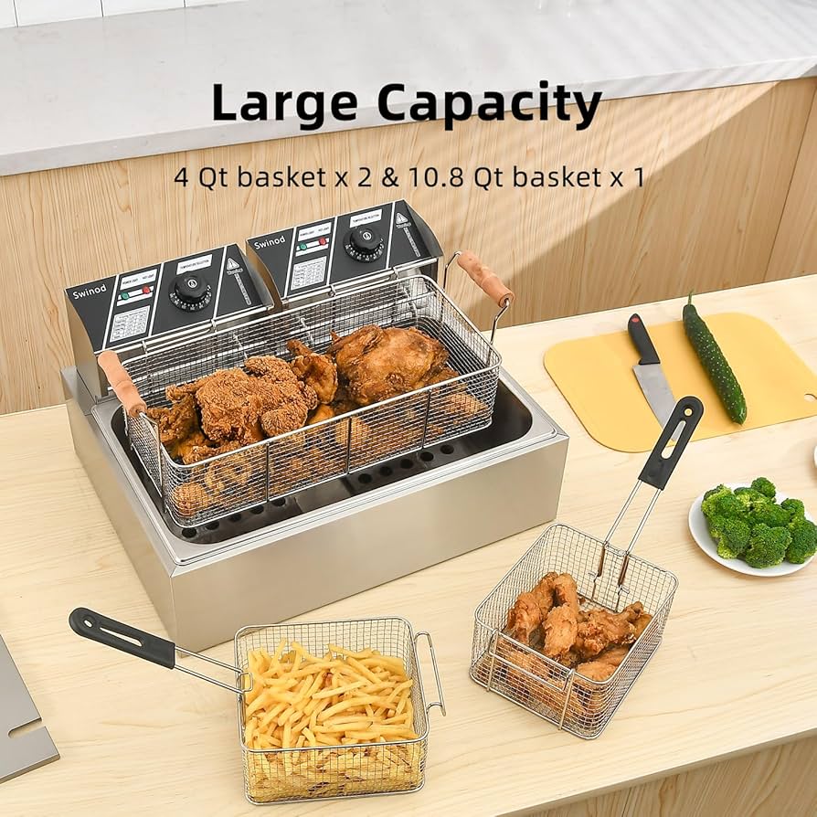 Amazon.com: Commercial Deep Fryer with Baskets, 3400W 12.7QT