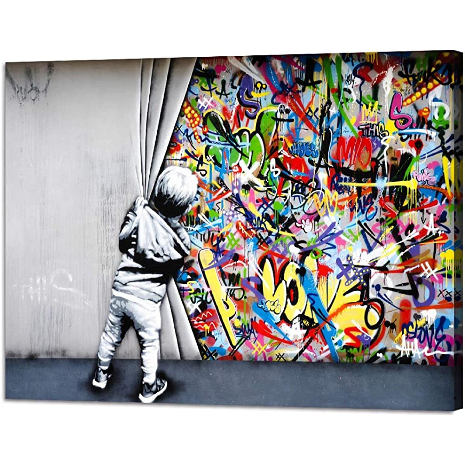 ZMFBHFBH Banksy Graffiti Wall Art Paintings Pop Art Colorful