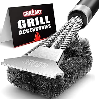 GRILLART BR-8529 Safe Grill Brush & Scraper - 18" Long Handle Stainless Steel Wire Brush for Gas Charcoal Porcelain Grills