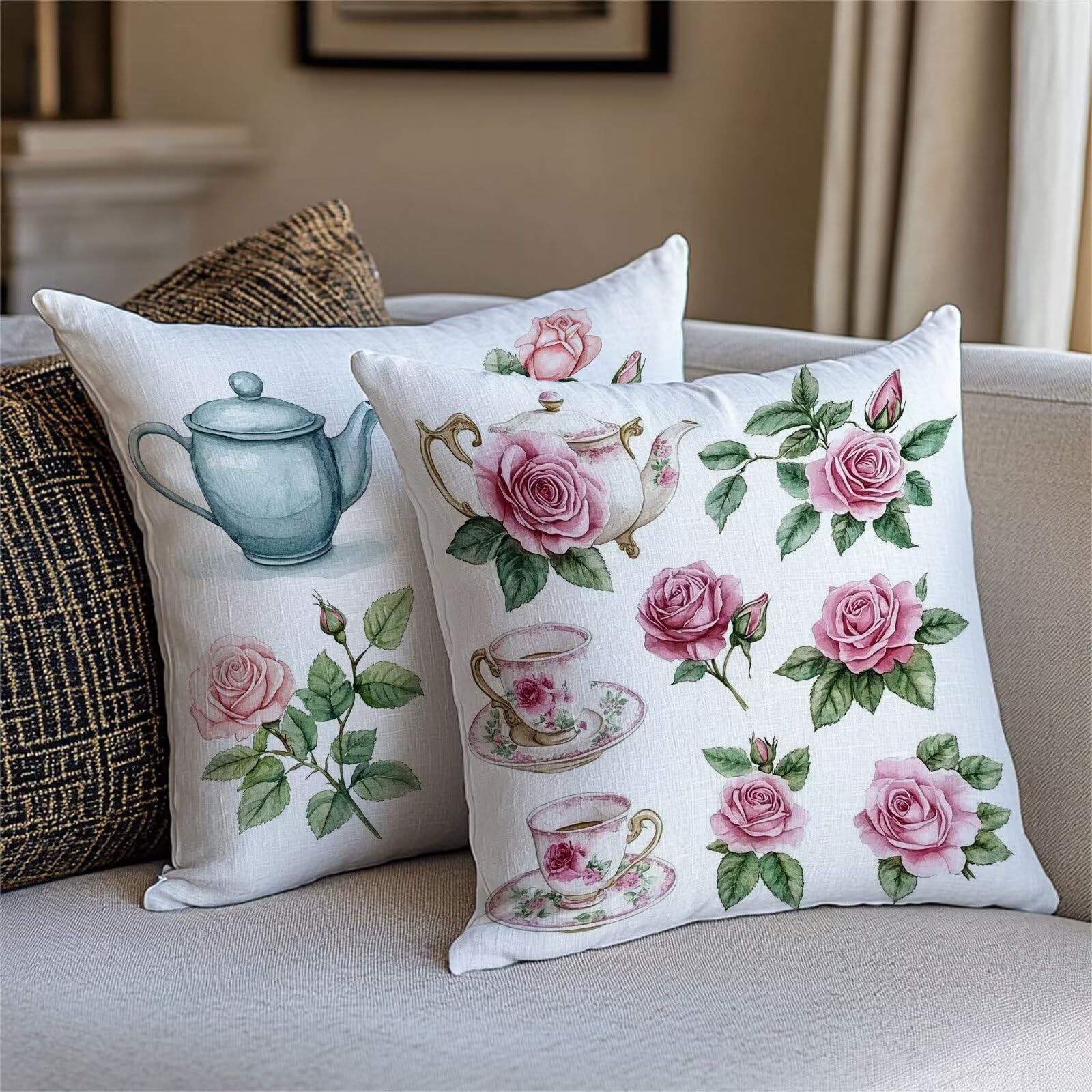 Taie oreiller de canapé déhoussable et lavable avec zip invisible lot de 2