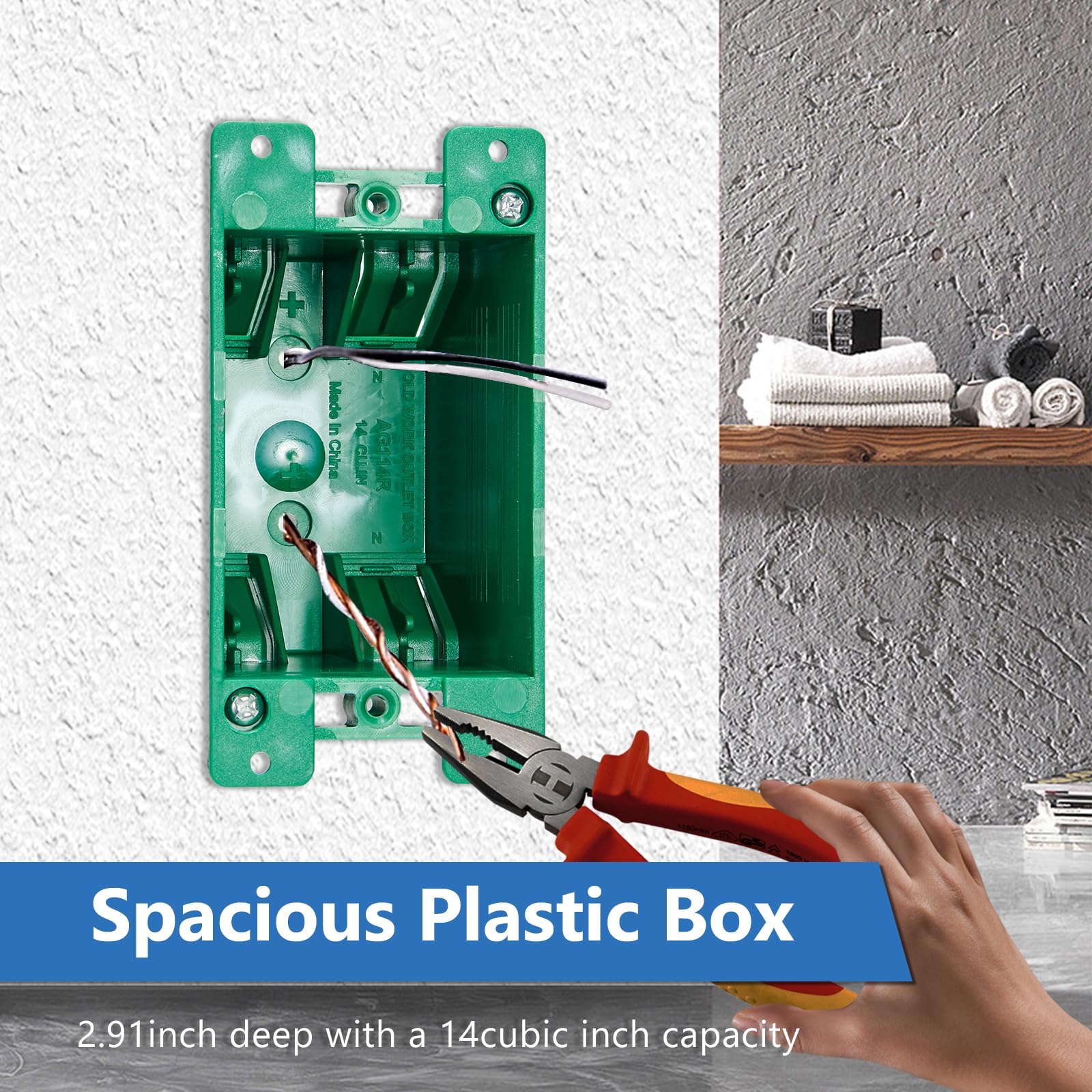 Newhouse Hardware 1-Gang PVC Old Work Electrical Outlet Box (12-Pack) | 14 Cu. In. Plastic Junction Box For Switches, GFCI, Or Duplex Receptacle Outlet | Old Work Electrical Box For Home Improvement