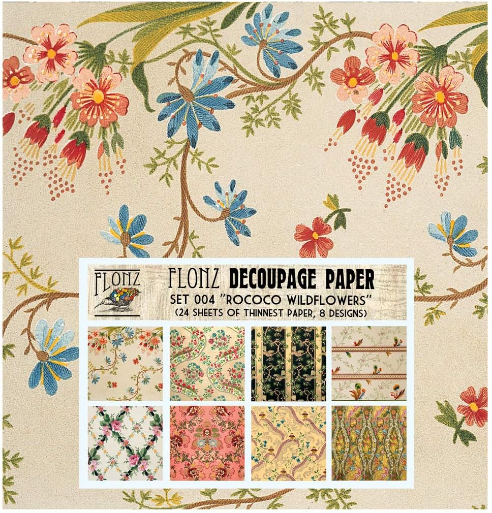 Decoupage Paper Pack (24 Sheets 6"x6") Baroque Rococo Flowers FLONZ