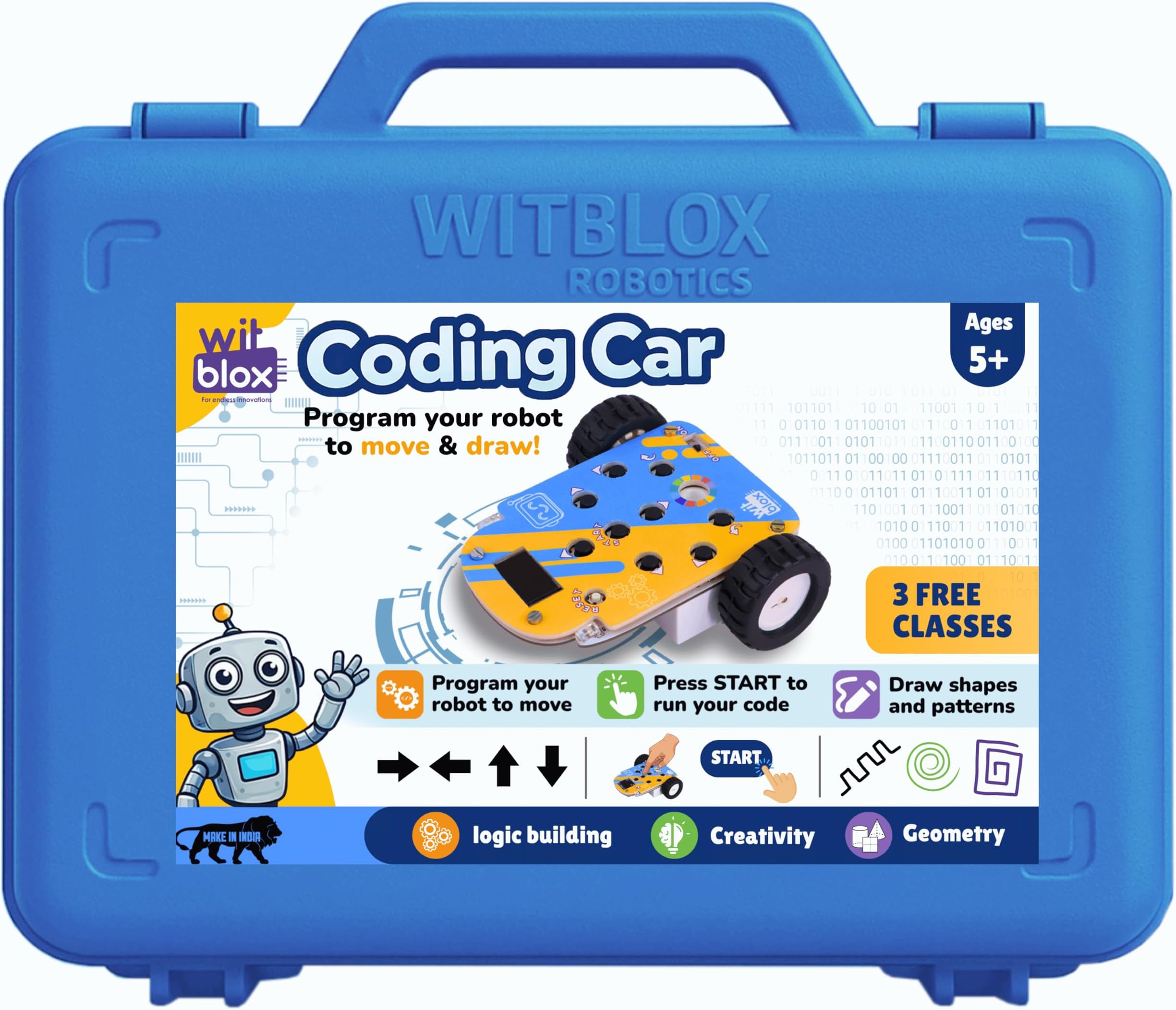 WitBlox Coding Car for Kids (5+ Years) | STEM Learning Toy | Draw & Move Robot | DIY Coding Kit with Map | Made in India|Free Classes