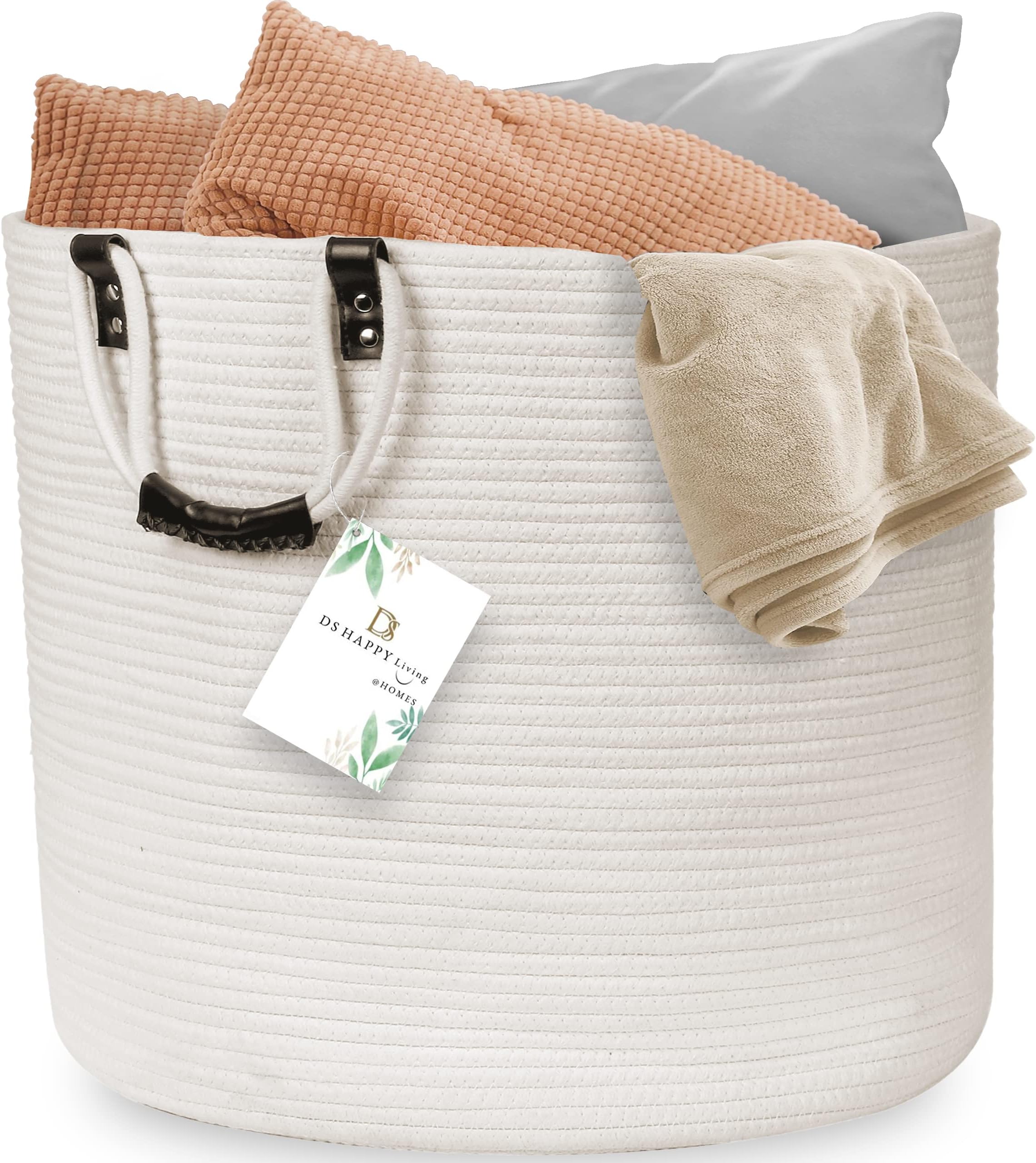 Woven Laundry Basket 18x18 XXL Basket Wicker Blanket Basket for Throw Large Wicker Baskets For Blanket Holder Living Room Basket