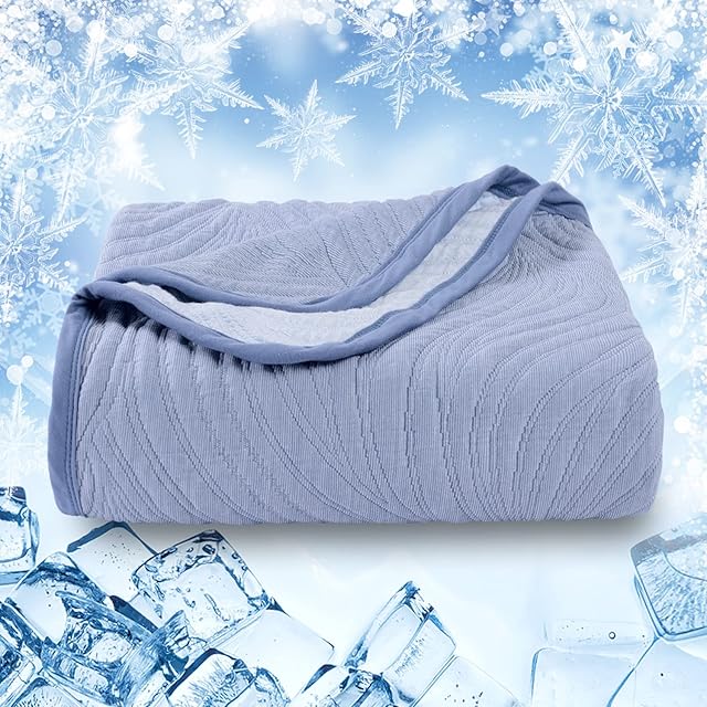 SOCHOW Cooling Blanket for Bed, Lightweight Breathable Soft Double Side Thin Summer Blanket for Adults Baby Kids, Blue 150cm × 200cm