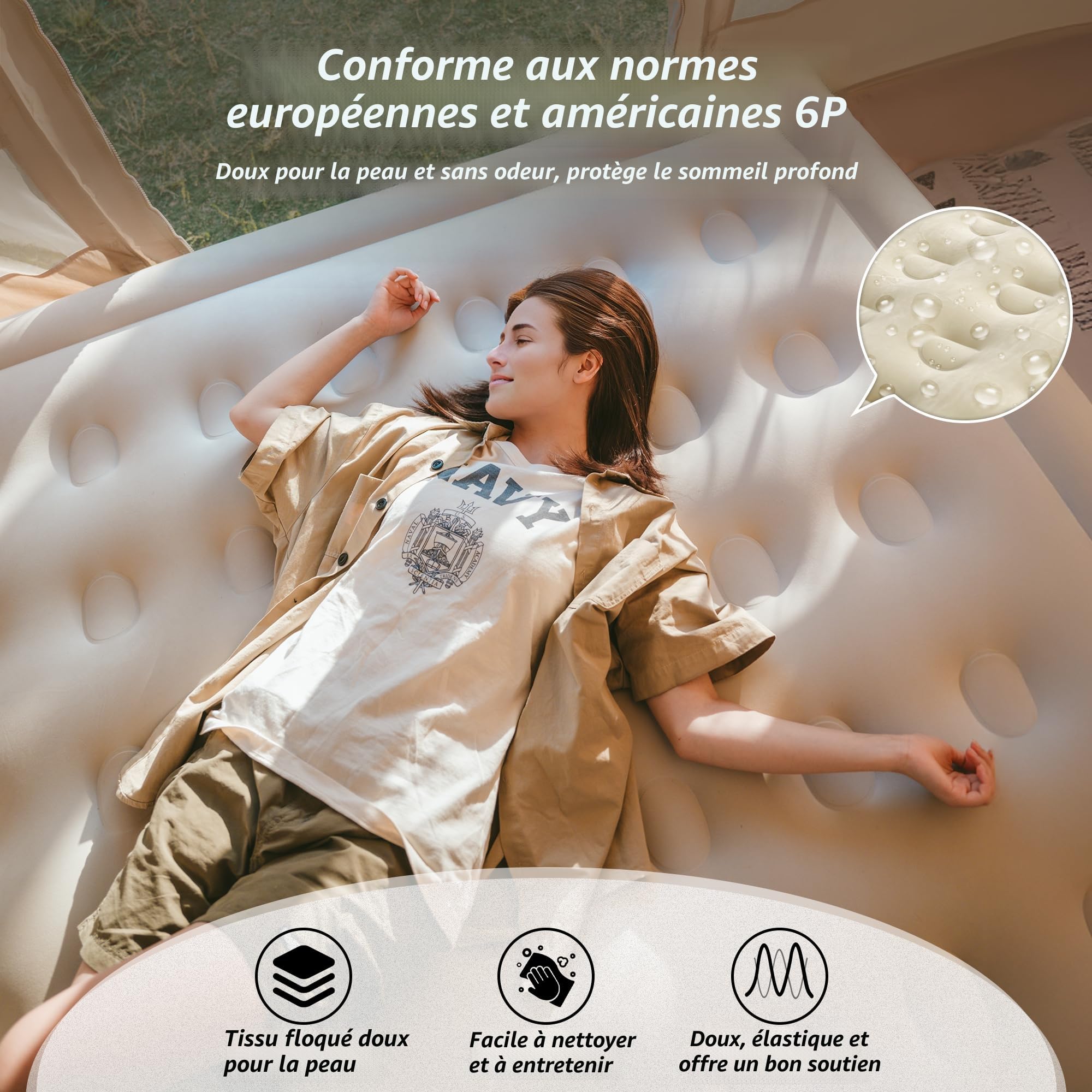 Naturehike Matelas Gonflable 3 Personnes avec Pompe Intégrée Rechargeable - 200x180x38 cm Lit Gonflable Autogonflant pour Camping et Maison - Matelas Camping Portable