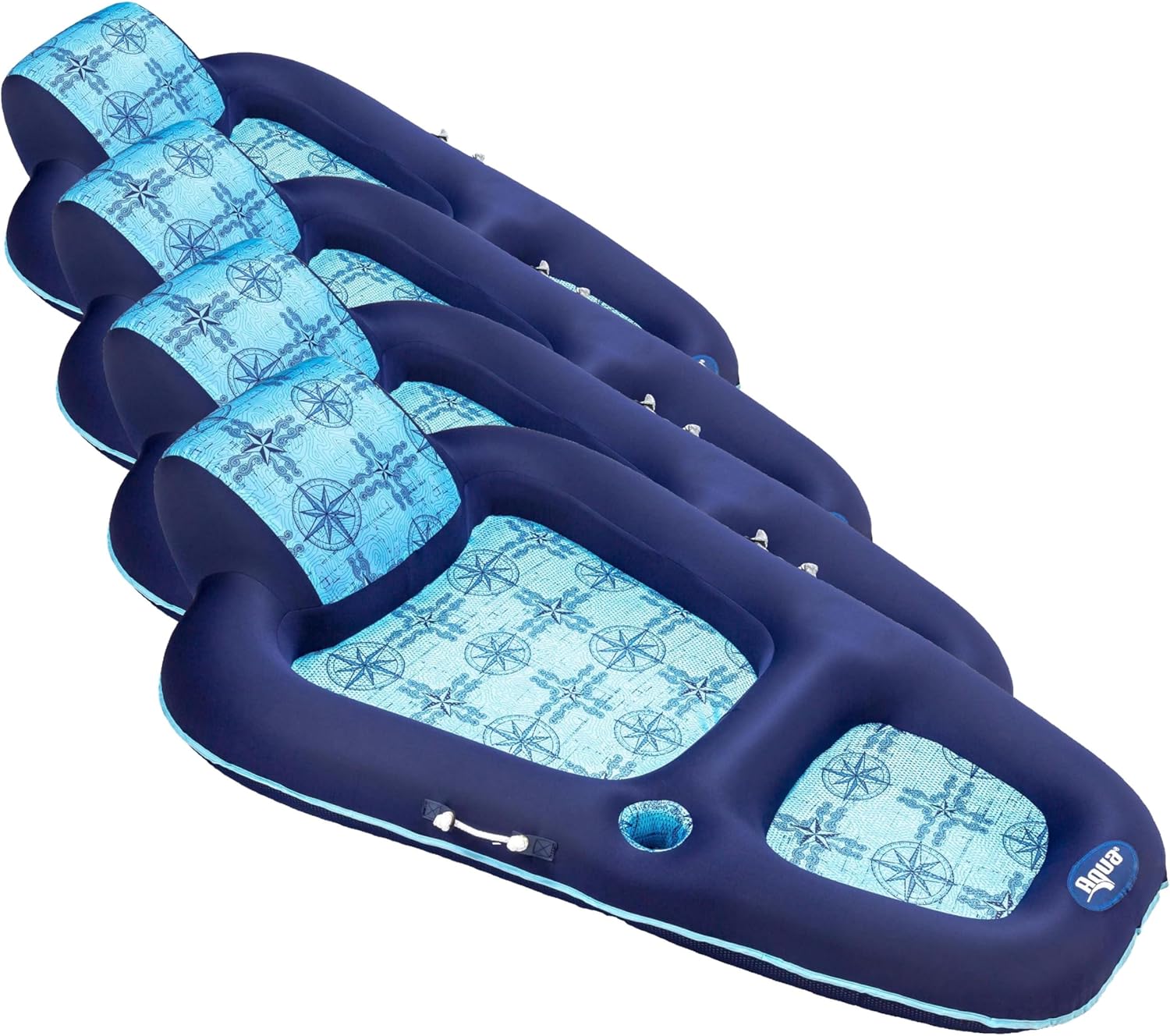 Aqua Luxury Water Lounge, X-Large, Inflatable Pool Float with Headrest, Backrest & Footrest, Navy/Light Blue
