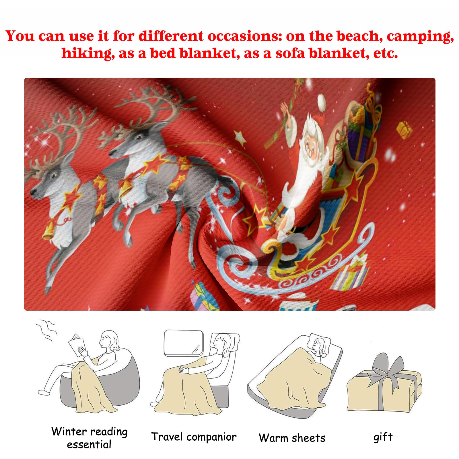 PORJDN Coperta di Natale per Divano, Coperta Morbida in Flanella, Coperta Natalizia con Motivo 3D Stampato, Morbida e Leggera per Divano, Letto, Ufficio e Viaggi all'aperto. (Stile A, 150x200cm)