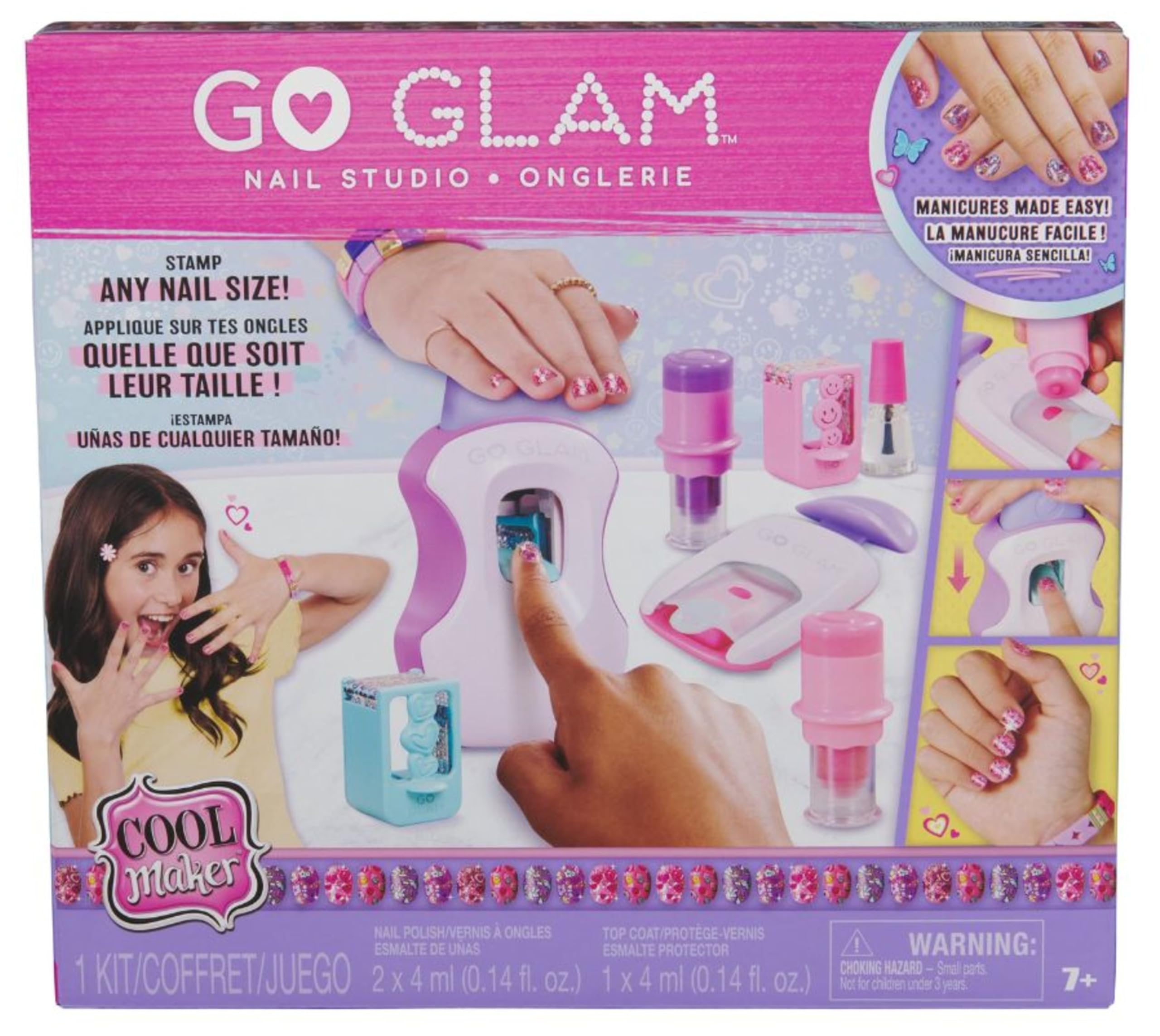 Cool Maker, GO GLAM, Macchina Decora Unghie, Decora 200 Unghie con 4 Motivi, 2 Applicatori di Smalto e Maschera per Unghie. Giocattoli Creativi per bambine, 7+ anni