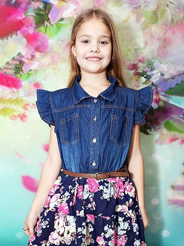 Miniatura 4 de YJ.GWL Vestido occidental para niñas, vestido de mezclilla para niña, vestidos de princesa para niñas, vestidos de fiesta para niñas de 3 a 14 años