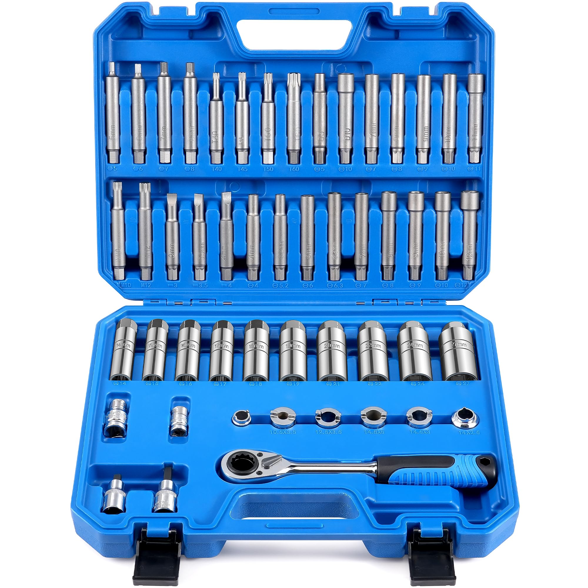 Photo 1 of ****MISSING PARTS**** ZOMIYU 50PCS Strut Nut Socket Set Shock Absorber Socket Suspension Strut Top Mount Nut Removal Tool Suspension Strut Spreader Tool with Ratchet Adaptors