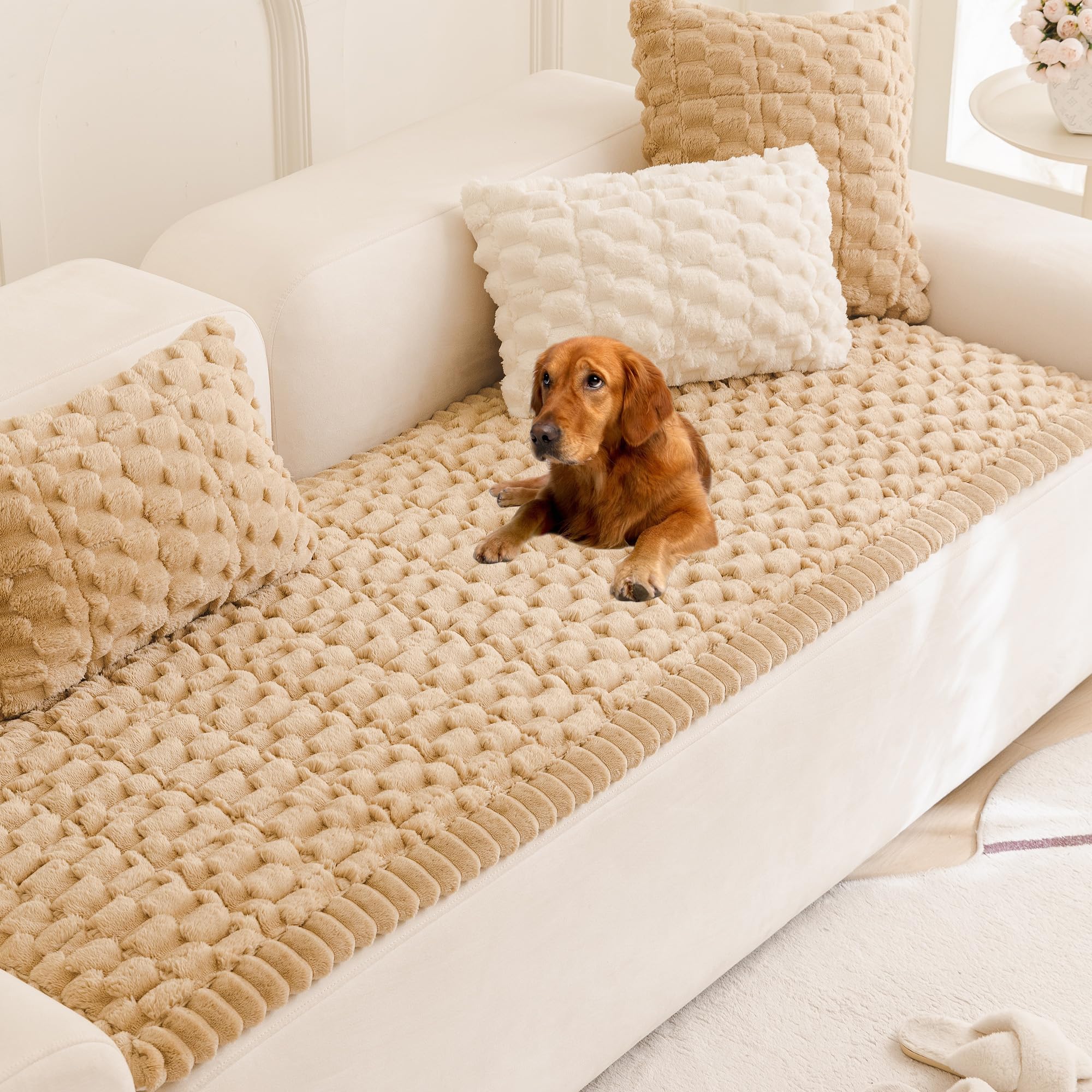 Mivnue Pet Couch Cover Dogs Washable Sofa Protector Non Slip Fuzzy Couch Pads Pet Friendly Dog Mat for
