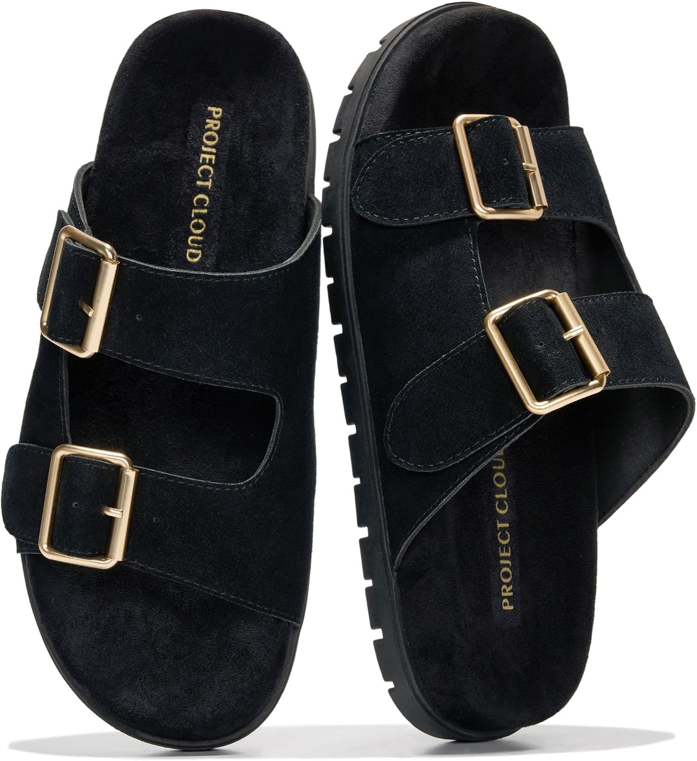 Project Cloud 100% Genuine Leather Womens Sandals Comfortable Plush & Soft Insole Sandals Women - Non-Slip Flat Sandals for Women 2026 - Lightweight Womens Slides