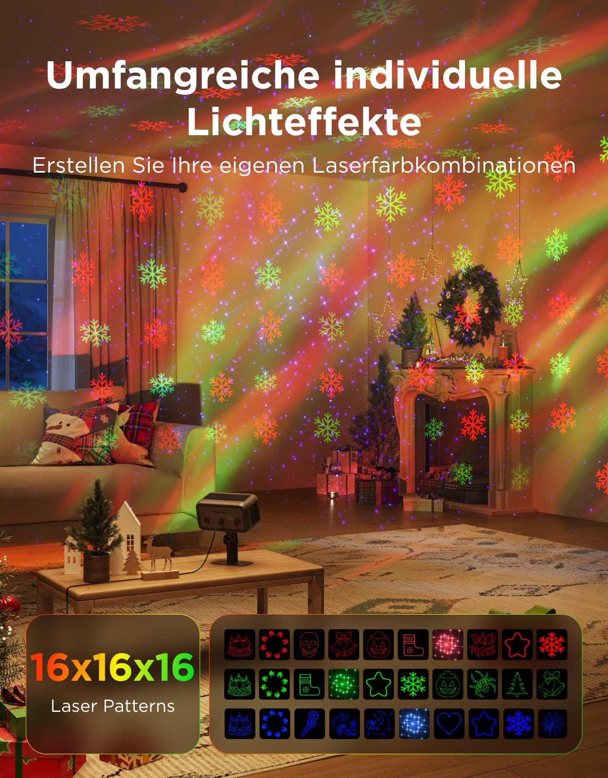 Govee Outdoor-Projektorlicht RGBW Dreifarben-Laserlicht IP65 Wasserdicht Smart Alexa Matter Google Assistant