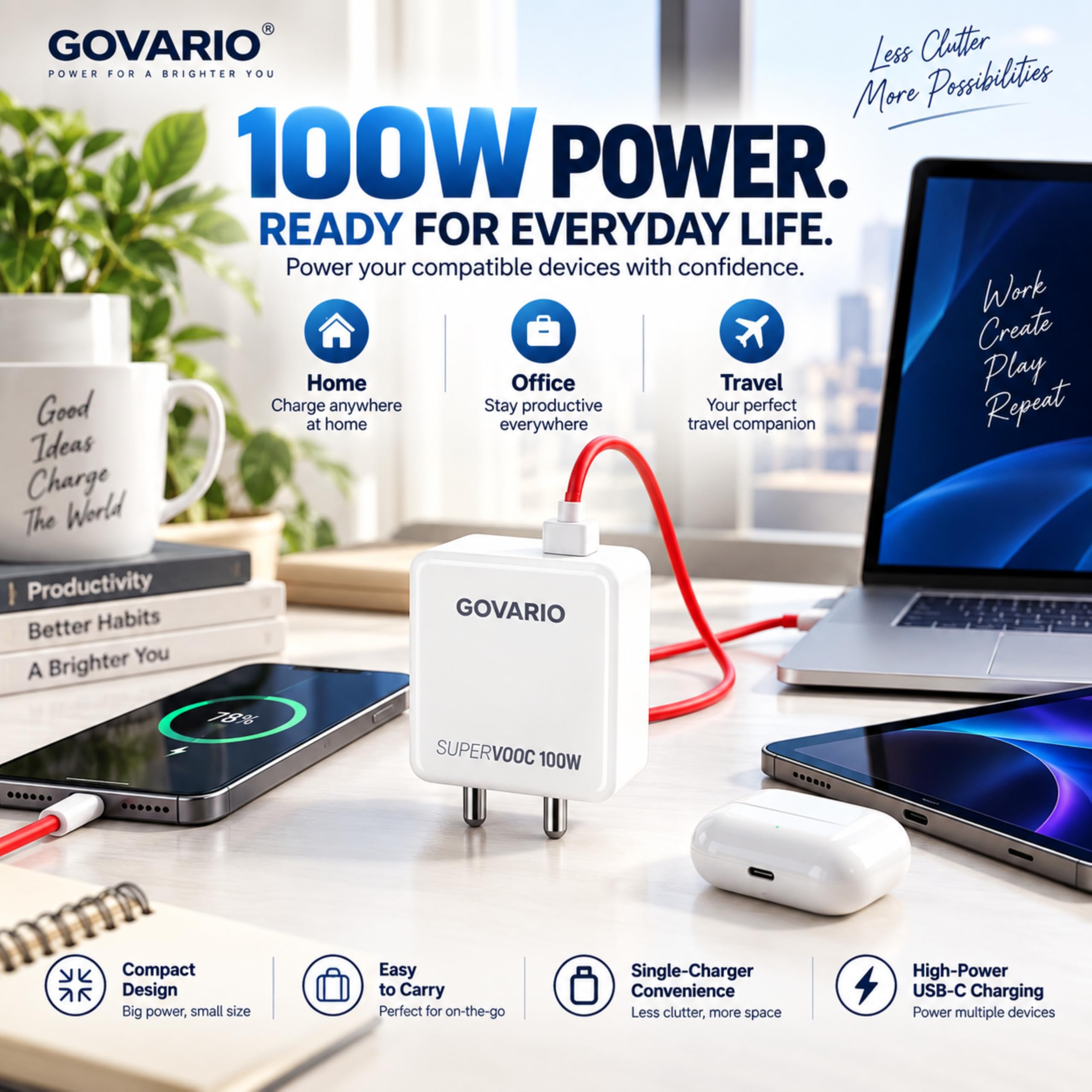 100W Fast Charger with 1M Type C Cable | 100W Fast Charging Adapter Compatible with OnePlus, Oppo & realme Devices | Type C Mobile Charger — Amazon image 6