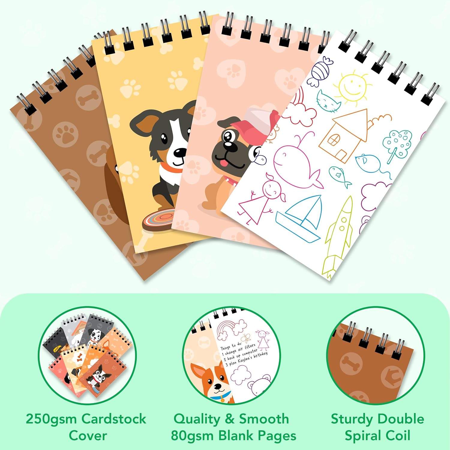 Decorably 24 Pack Dog Mini Notebooks Party Favors for Kids, 2.4x4in image 3