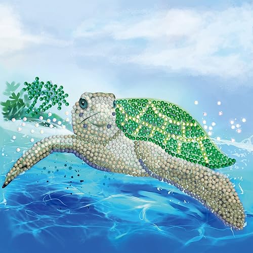 Crystal Art Kit de tarjetas de pintura de diamantes, Turtle Paradise, crea tu propio kit de tarjetas de 7 x 7 pulgadas, para edades de 8 años en
