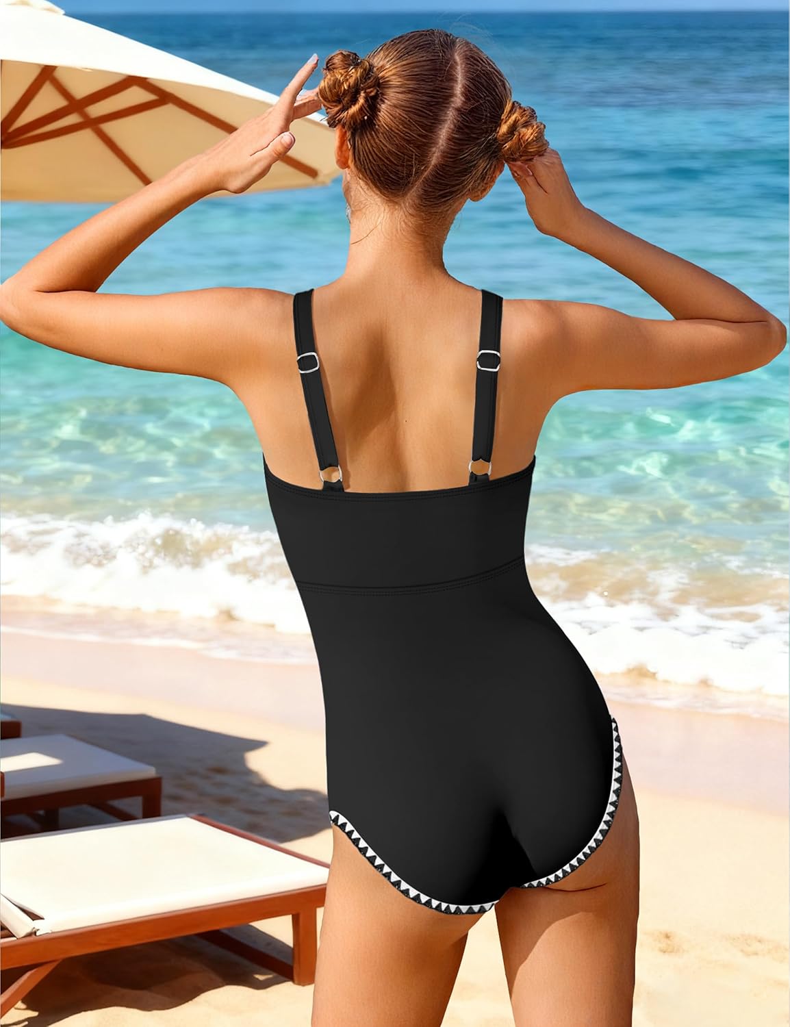 CRISONE Girl Swimsuit One Piece Bathing Suit for Girls Contrast Trim Adjustable Straps Modest Girls' Swimwear 9-16Y - Image 4