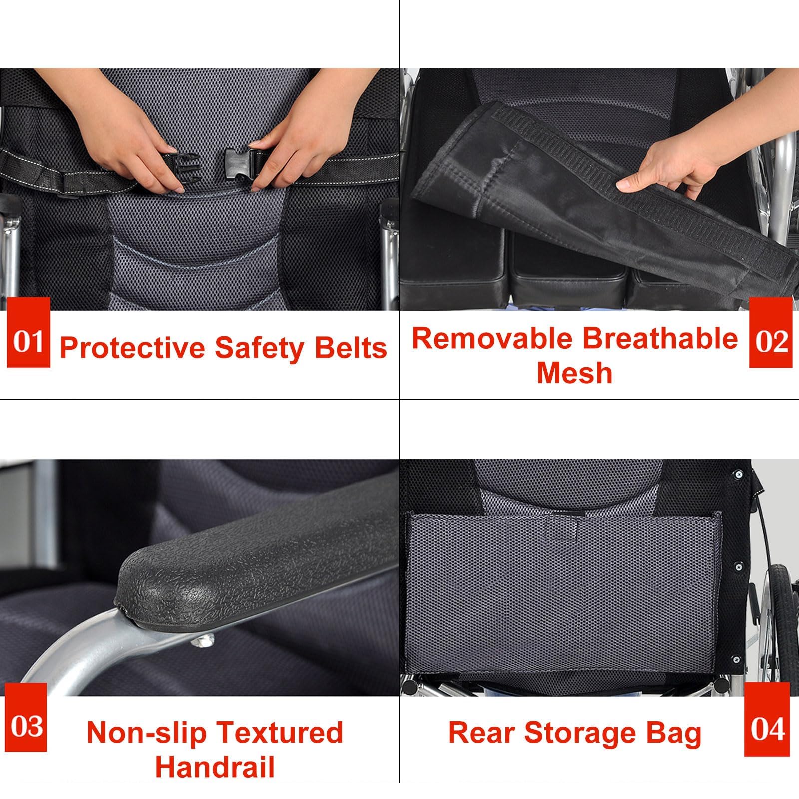 Silla De Ruedas Plegable Para Adultos, Autopropulsada, Con Respaldo Alto, Totalmente Reclinable, Con Protectores De Piernas Y Reposapiés Ajustables, Ligera Y Todoterreno Con Brazos Desmontables