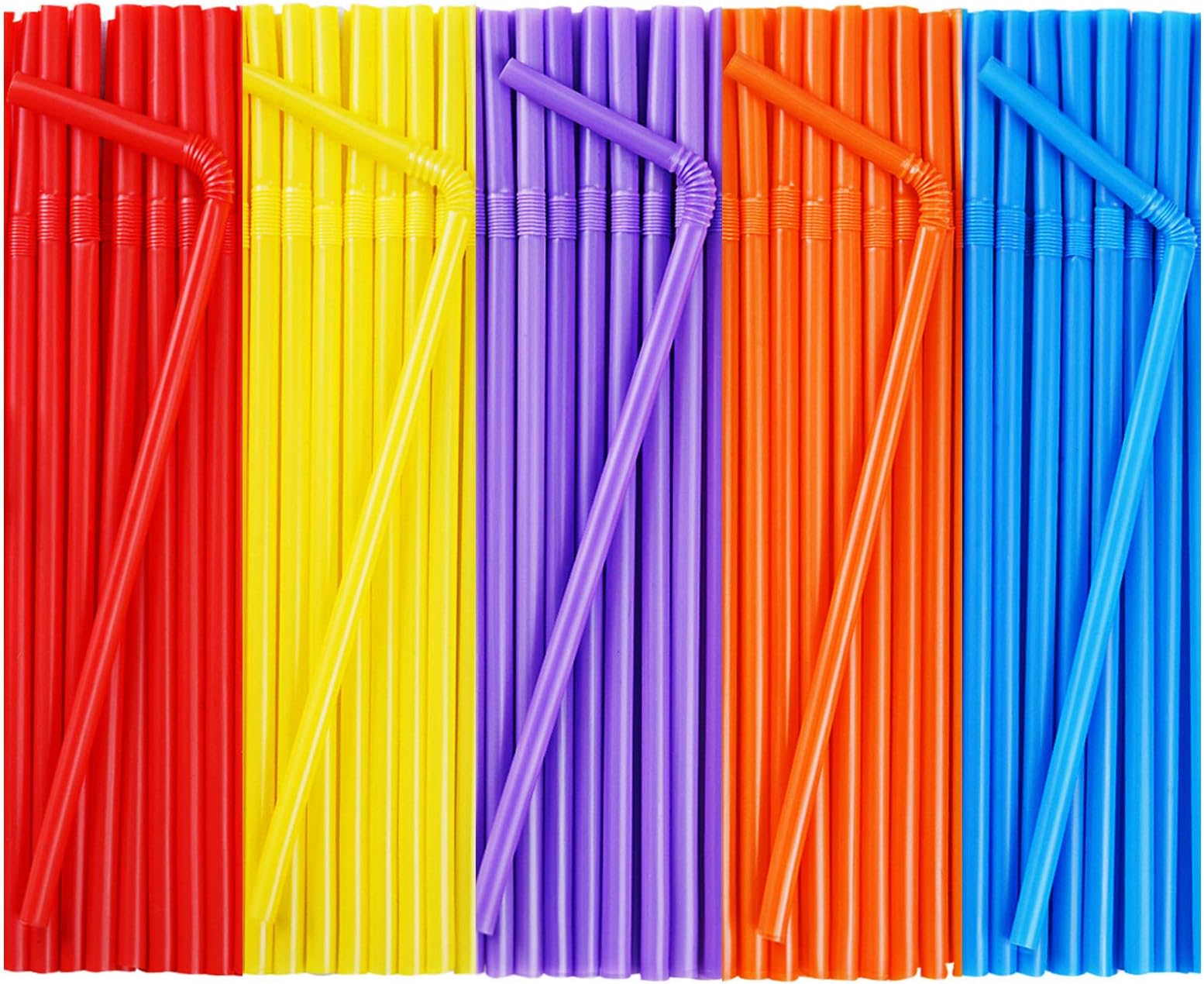 CVNDKN500 Pcs Colorful Flexible Disposable Plastic Drinking Straws.(0.23'' diameter and 7.7" long)