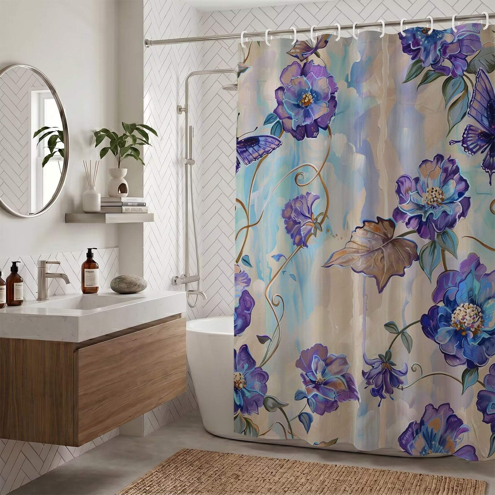 Rideau de douche 180x220 polyester imperméable rideau baignoire lavable ZO-937