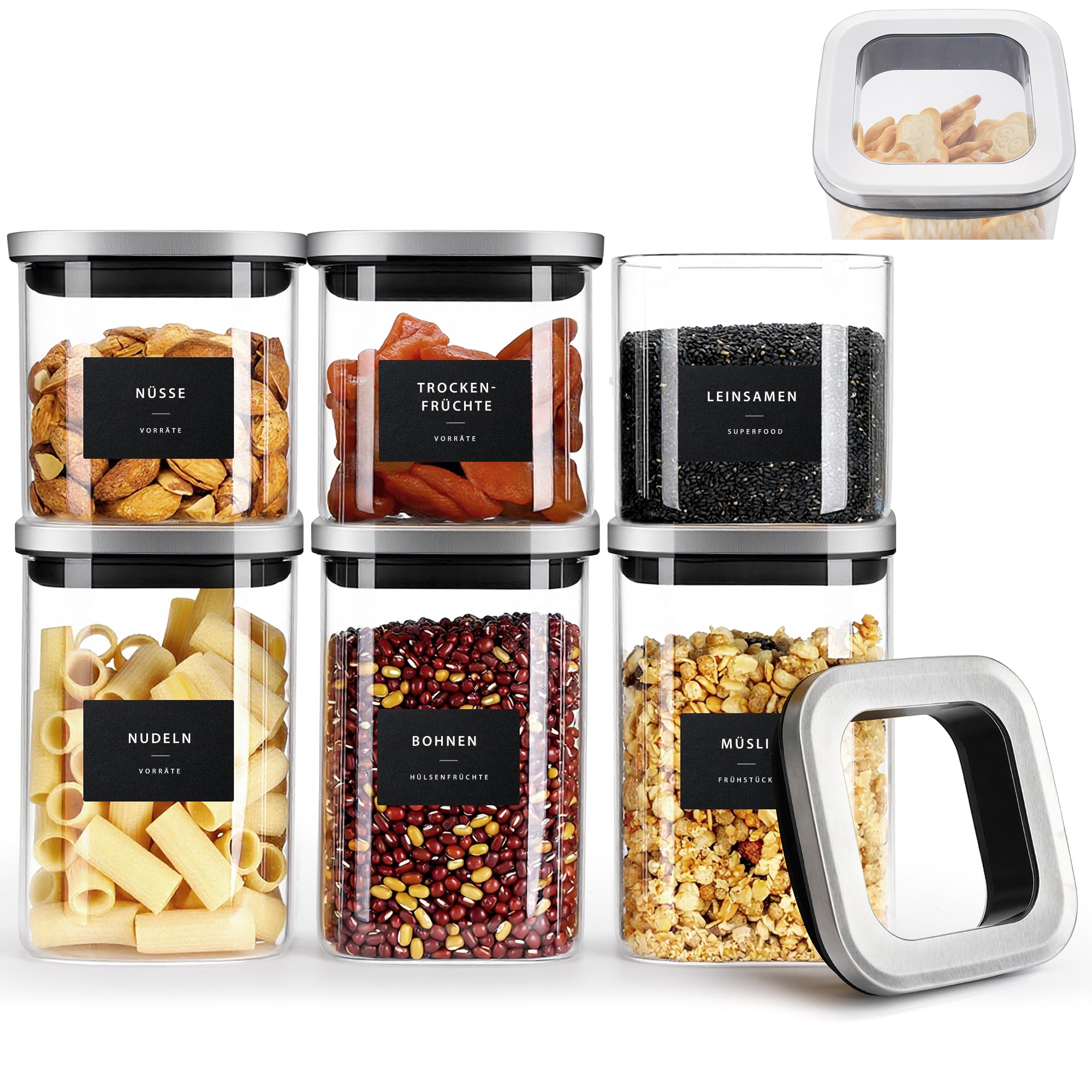Bocaux de conservation carrés avec couvercles en acier