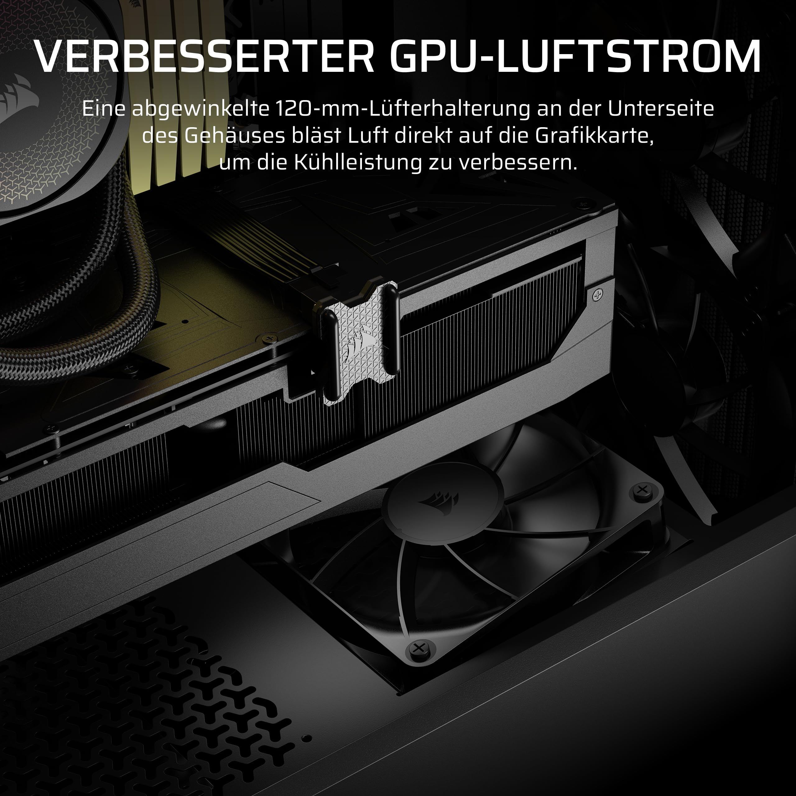 CORSAIR 3200D RS Mid-Tower ATX PC-Gehäuse – Schwarz | 3x RS120 PWM-Lüfter Enthalten, GPU-Anti-Sag-Stabilisierungsarm, ASUS BTF, MSI Project Zero, Gigabyte Project Stealth