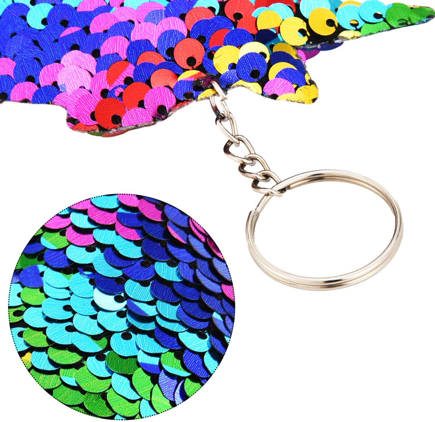Chuangdi 15 Pack Sequin Unicorn Keychains Bulk Sparkly Keychains for Handbag Purse Unicorn Party Favors Birthday Gifts Girls