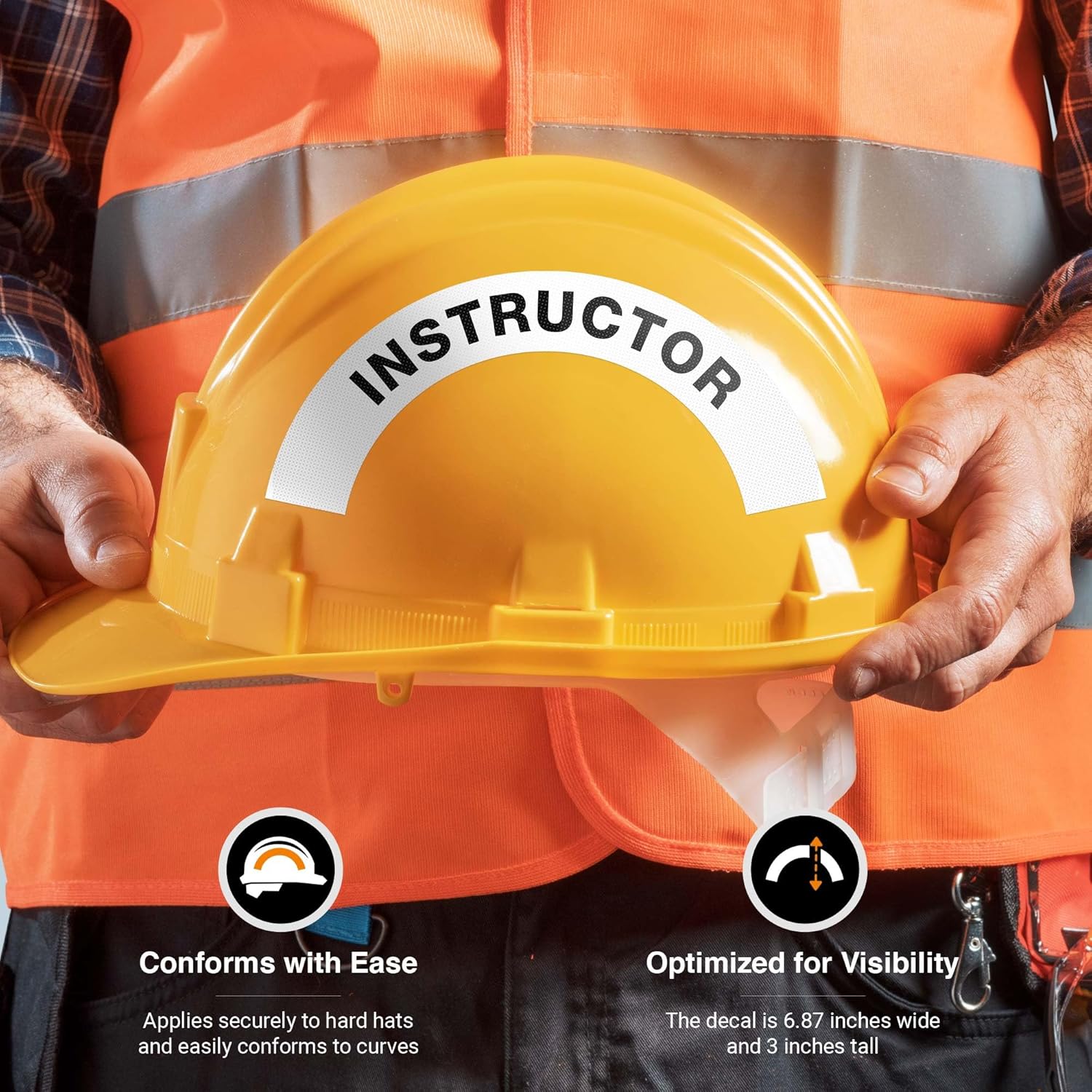 Instructor Hard Hat Sticker, (2 Pack) 3x6.8 Inches, 3M EGP Reflective, Construction Hat Decal, Made in USA by Sigo Signs