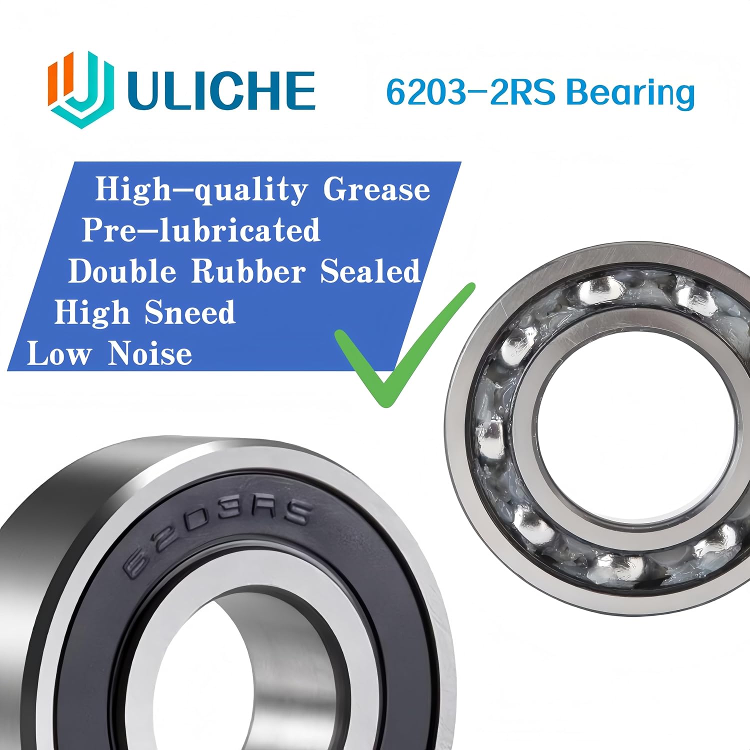 6203-2RS Deep Groove Ball Bearing, 17x40x12mm Double Rubber Sealed 6203 Bearings for Pool Pump,Automotive,Mower,Wheels,Bike,C3 Clearance Pre-Lubricated Stable Performance Bearings(4 Pack)